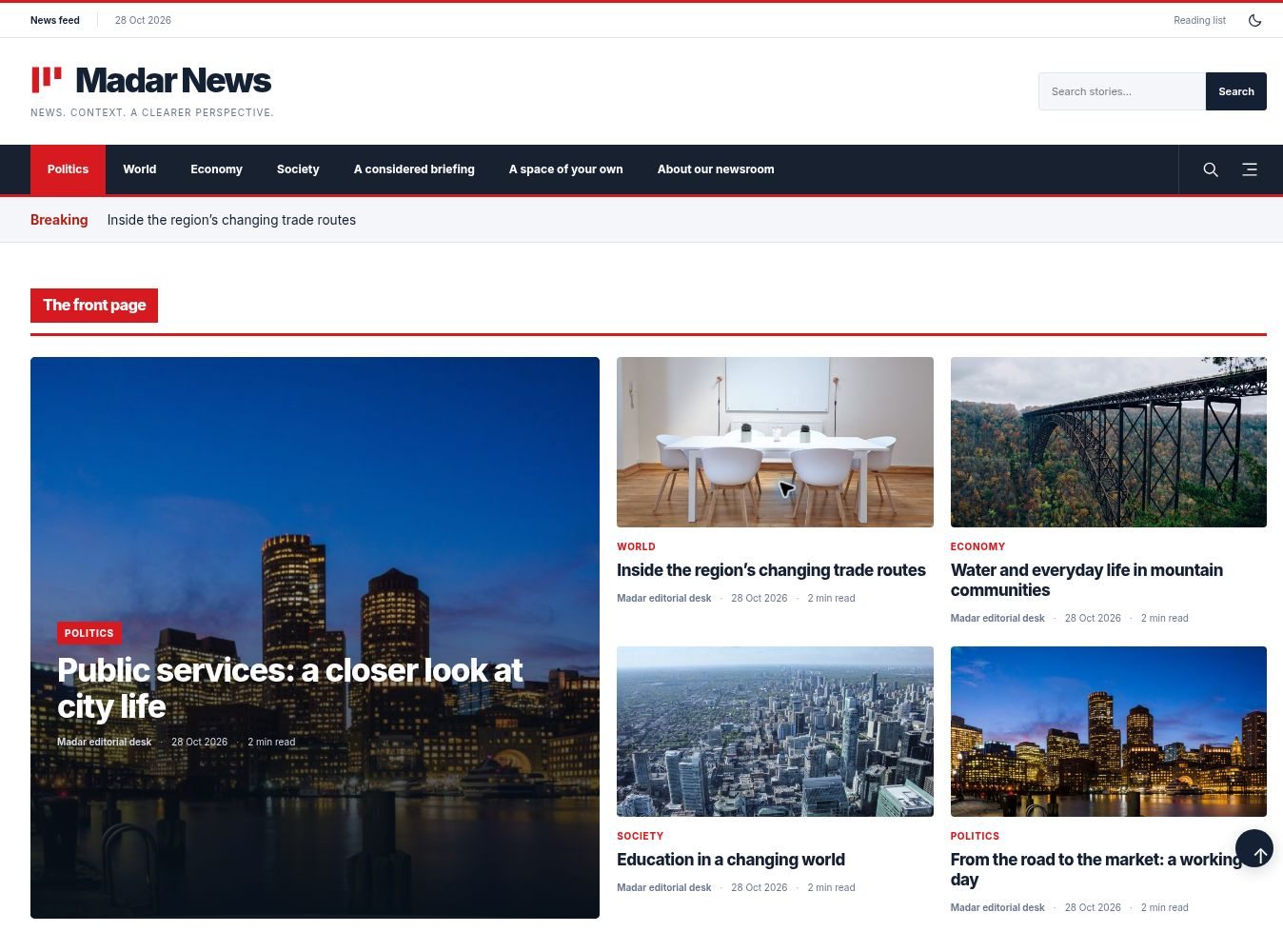 Actual Madar News starter demo